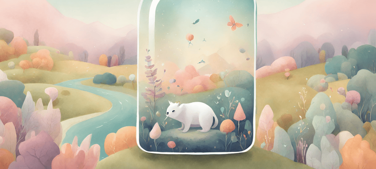 An illustration of a polar bear in a bottle.