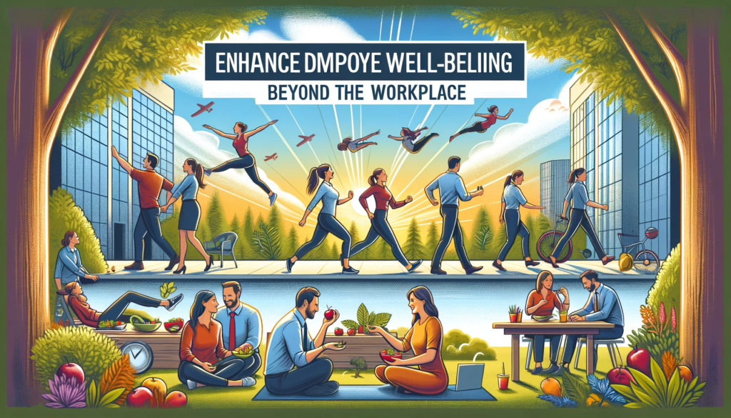 A poster with the words, improve well-being beyond the workplace.