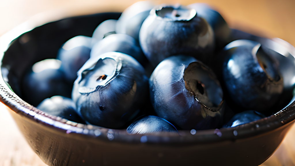 A bowl of blueberries.