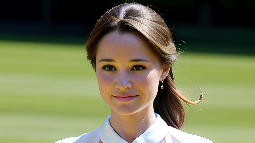 A woman in a white shirt is posing for a picture.