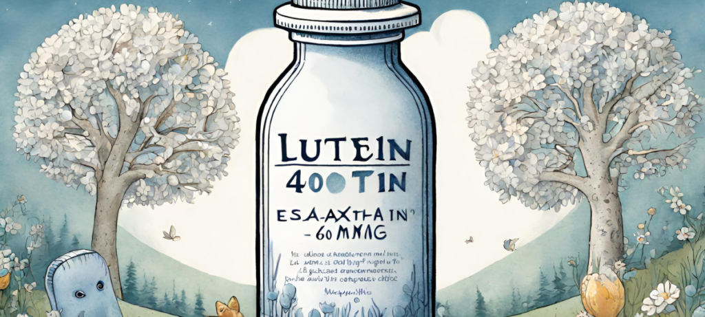 A bottle of milk with the words lutein 400tin.